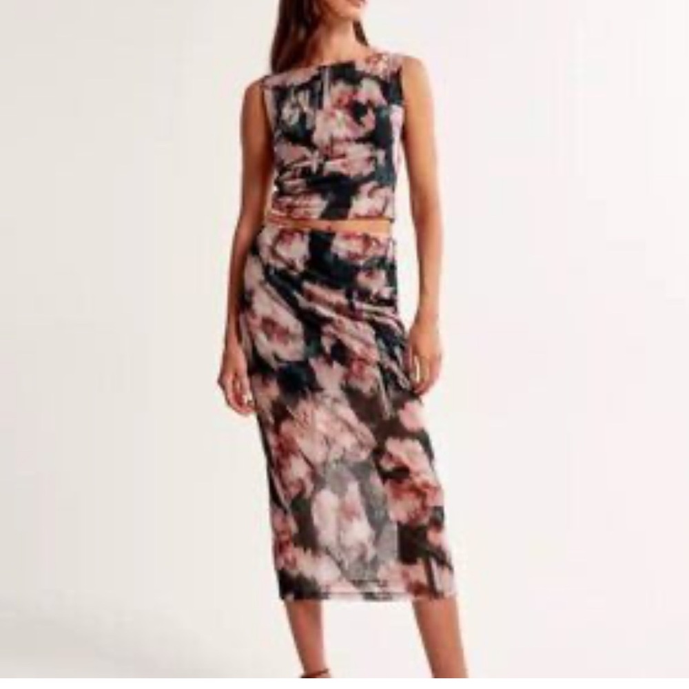 Abercrombie Mesh Floral Matching Skirt and Top Set